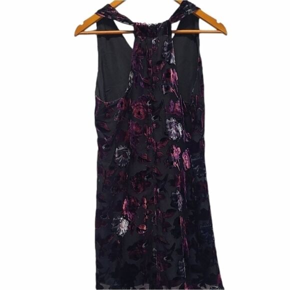 BB DAKOTA Floral Velvet Black/Wine Mini Party Dress Size Small - Picture 3 of 10